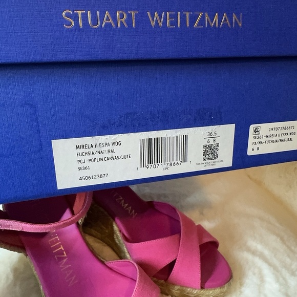 Stuart Weitzman Women's Fuchsia Mirela II Espadrille Wedge Sz 6B - Picture 4 of 5